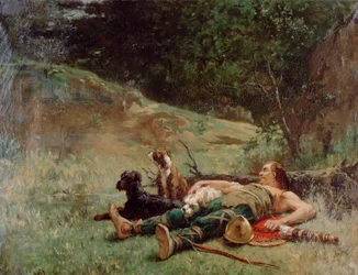 The Rest of a Hunter with Dogs