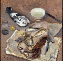 Still life Fish and pigeon