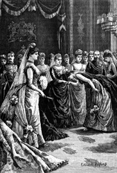 Queen Victoria Greets Guests in a Drawing-Room in Buckingham Palace