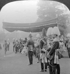 The King Presenting Coronation Medals, Buckingham Palace, London