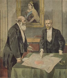 Anglo-French Convention signed in London by Paul Cambon and Lord Salisbury, from Le Petit Journal