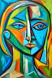Colorful Cubism Painting of a Woman