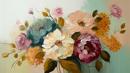 Abstract Vintage Flower Painting