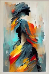 Abstract Impressionist Oil Painting of a Woman Dancing