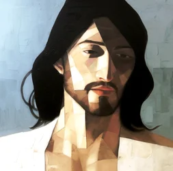 Abstract Minimalist Portrait Painting of Jesus Christ, Wall Art