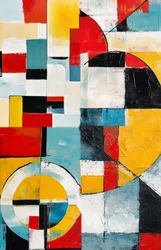 Happiness of geometry yellow, abstract oil painting