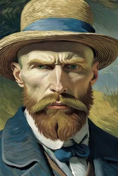 Retro Vintage Portrait of a Man in Van Gogh Style