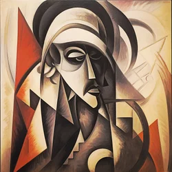 Portugal Abstract Design in Figurative Cubist Style Faces