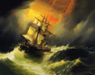Ship in a Storm at Sea