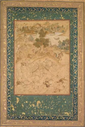 Akbar Supervising the Capture of Wild Elephants at Malwa in 1564