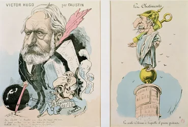 Caricatures of Victor Hugo (1802-85) and Napoleon III (1809-73), 1870