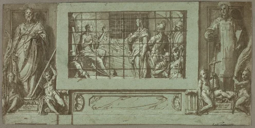 Saint Catherine in Prison Converting the Empress Faustina to Christianity, Flanked by Saints Saturnius and Simon