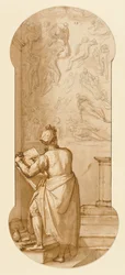 Taddeo in the Sistine Chapel Drawing Michelangelo