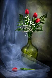 Elegant Tulips In Glass