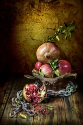 Rustic Pomegranates Still Life