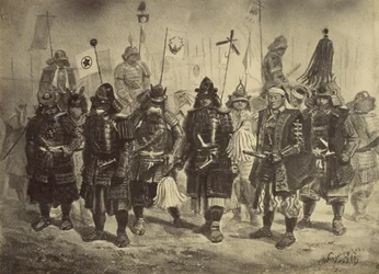 Photographic Copy of a Drawing of Japanese Warriors by Charles Wirgman