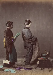 Putting on the Obi or Girdle