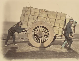 Shariki, or Cart-Pushing Coolies, ca. 1860