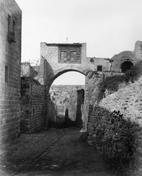 The Ecce Homo Arch across the Via Dolorosa in Jerusalem