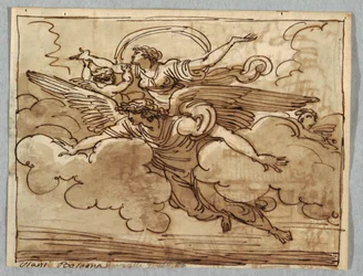 A Woman Supported by a Flying Angel