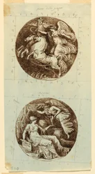 A Winged Victory Riding a Chariot; A Winged Victory Crowning Minerva; two roundels, ca. 1805