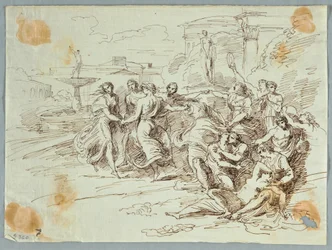 Bacchanalian Scene with Circle of Dancing Figures, late 18th–early 19th century