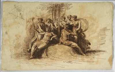 Self-Portrait of Felice Giani; recto: Muses Seated Beneath a Tree, late 18th–early 19th century