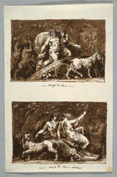 Sheet from a Sketchbook: Triumph of Silenus and Triumph of Bacchus and Ariadne, 1800–1802