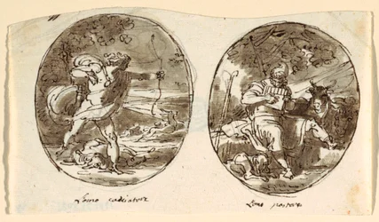 Man the Hunter, Man the Shepherd, Design for Vaulted Ceiling, Sala dei Legislatori, Palazzo Conti-Sinibaldi, Faenza