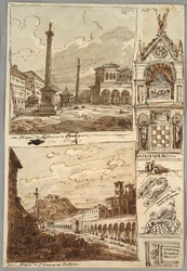 Piazza San Domenico in Bologna; Piazza San Francesco and Villa Aldini in Bologna; Study of Tomb of Glossatori