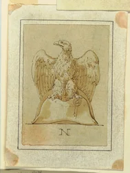Project: Eagle Displayed, with Inverted Wings, Standing Upon a French Bicorne Hat