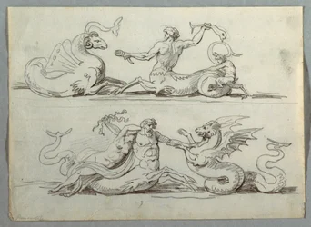 Sea Centaur Battles Sea Monster