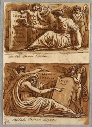 Two Drawings of Sybils and Two Putti