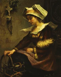 Young Bretonian Woman and Spindle