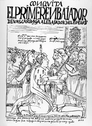 Martin de Ayala greets Francisco Pizarro and Diego de Almagro