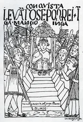 The Newly Crowned Manco Inca on the Throne at Cuzco