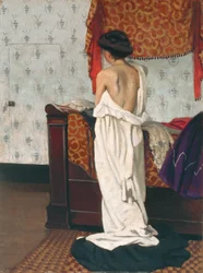 Back of a nude in an interior
