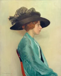 Young Woman with Black Hat
