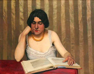 Reader with a Yellow Necklace