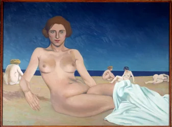 Sunbathing on the beach. Painting by Felix Vallotton (1865-1925)