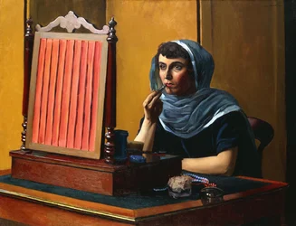 Young Woman Putting on Lipstick