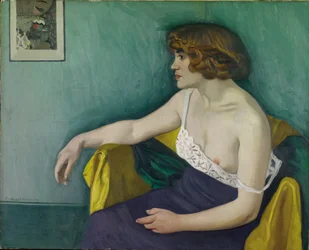 Young woman seated in profile