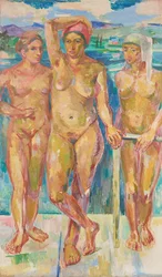 Three Nudes by a Lake