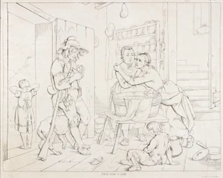 Rip Nagged by His Wife (Rip Van Winkle, illustration)