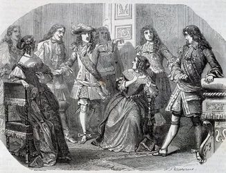 Arrest of Nicolas Fouquet superintendent of finance, engraving by Henri Felix Emmanuel Philippoteaux from Vicomte of Bragelonne, by Alexandre Dumas