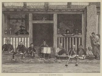 Buddhist Priests at Darjeeling, Himalayas