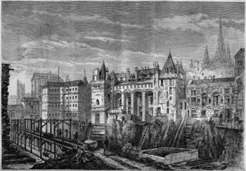 Architecture: view of the western facade of the former palace of the kings of France on the Ile de la Cite, in Paris