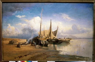 View of the Volga, Boats