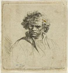 Curly Headed Man with a Wry Mouth