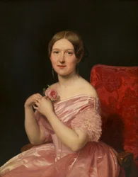 Young Lady in a Pink Satin Dress